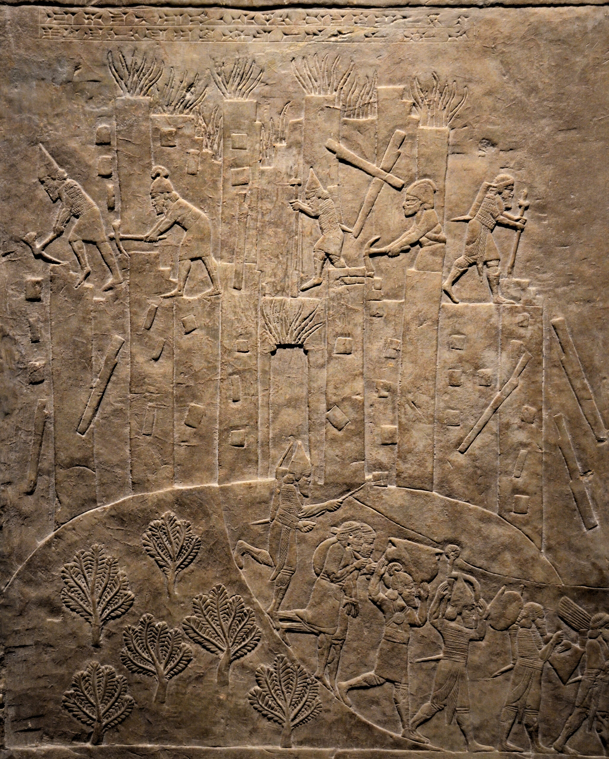Relief depicting the destruction of Hamanu of Elam by Ashurbanipal 645 640 BC North Palace Nineveh Exhibition I am Ashurbanipal king of the world king of Assyria British Museum scaled