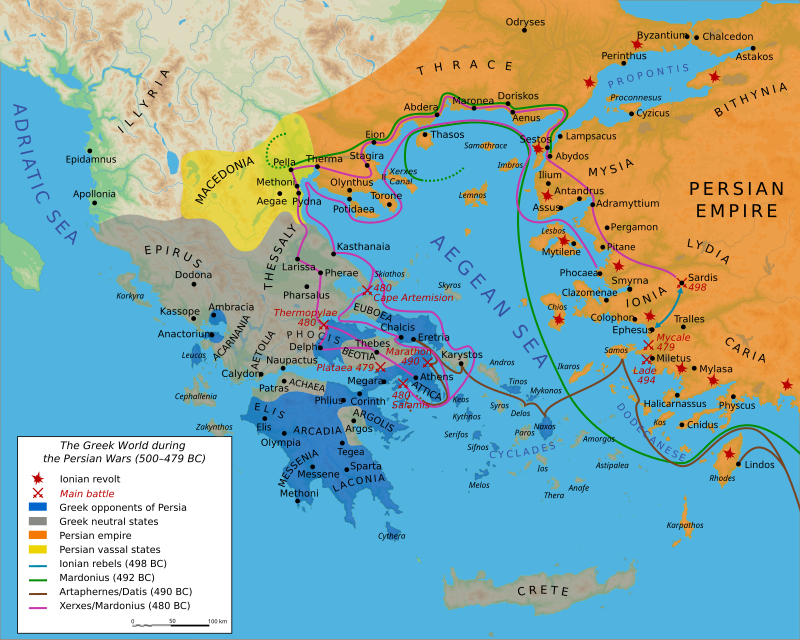 مقدونیه هخامنشی 1 Map Greco Persian Wars en.svg